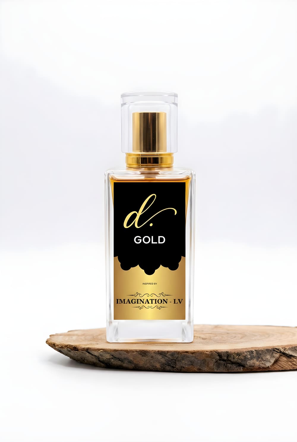 Gold bottle on white background